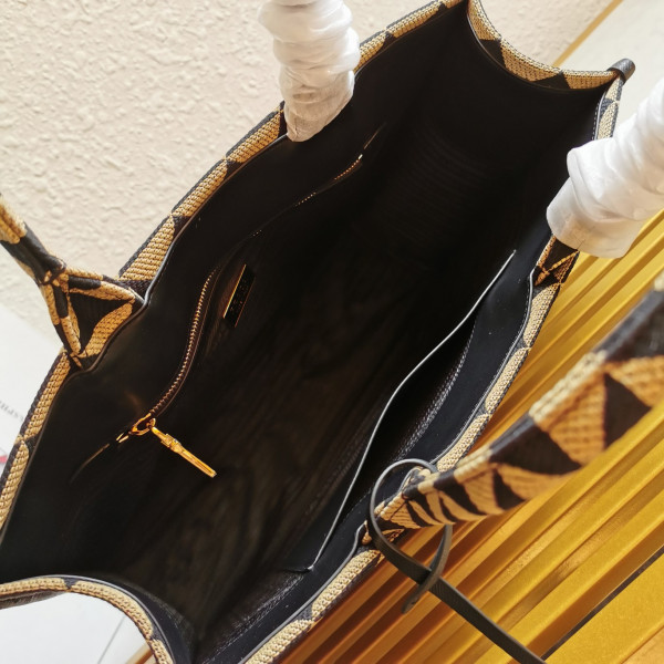 Pra*a large symbole jacquard fabric handbag