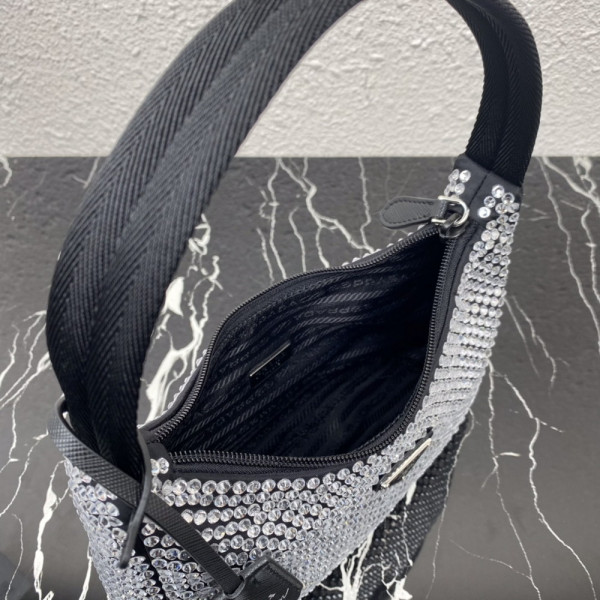 Pra*a satin mini-bag with artificial crystals