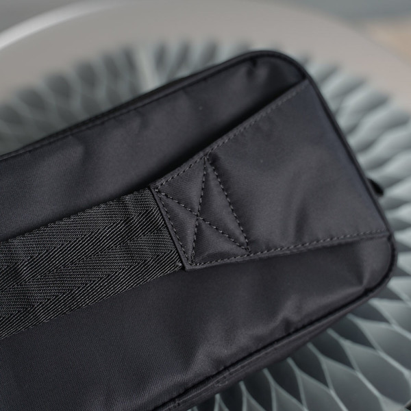 Pra*a navy re-nylon and saffiano leather shoulder bag