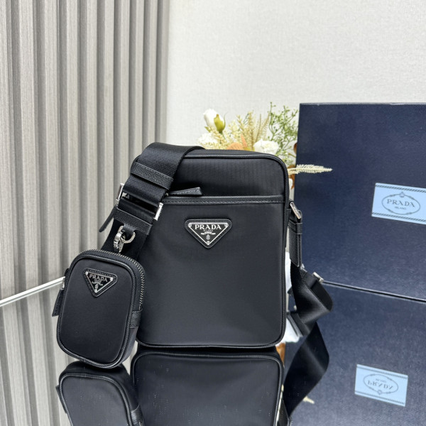 Pra*a re-nylon and saffiano shoulder bag