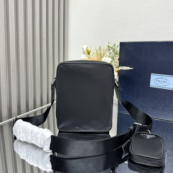 Pra*a re-nylon and saffiano shoulder bag