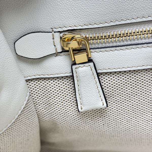 Pra*a medium linen blend and leather tote bag - 35*22.5*18cm